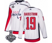 Men's Adidas Washington Capitals #19 Nicklas Backstrom Authentic White Away 2018 Stanley Cup Final NHL Jersey