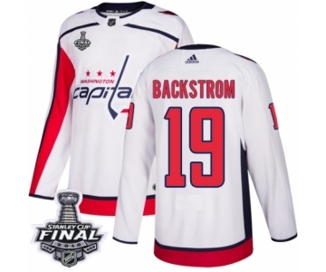 Men's Adidas Washington Capitals #19 Nicklas Backstrom Authentic White Away 2018 Stanley Cup Final NHL Jersey