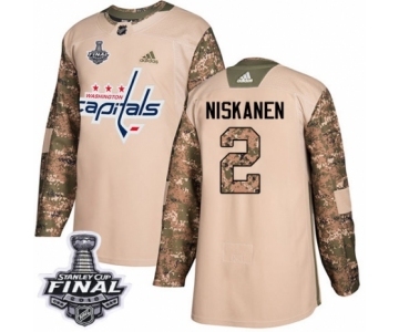 Men's Adidas Washington Capitals #2 Matt Niskanen Authentic Camo Veterans Day Practice 2018 Stanley Cup Final NHL Jersey