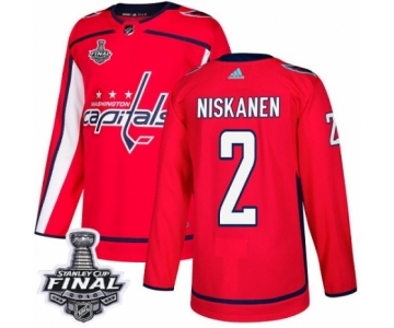 Men's Adidas Washington Capitals #2 Matt Niskanen Authentic Red Home 2018 Stanley Cup Final NHL Jersey