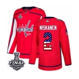 Men's Adidas Washington Capitals #2 Matt Niskanen Authentic Red USA Flag Fashion 2018 Stanley Cup Final NHL Jersey