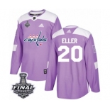 Men's Adidas Washington Capitals #20 Lars Eller Authentic Purple Fights Cancer Practice 2018 Stanley Cup Final NHL Jersey