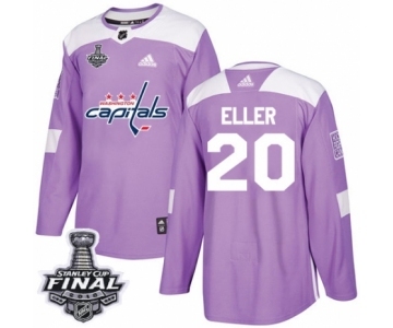 Men's Adidas Washington Capitals #20 Lars Eller Authentic Purple Fights Cancer Practice 2018 Stanley Cup Final NHL Jersey