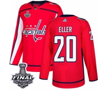 Men's Adidas Washington Capitals #20 Lars Eller Authentic Red Home 2018 Stanley Cup Final NHL Jersey