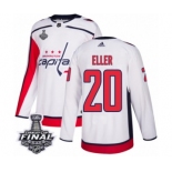 Men's Adidas Washington Capitals #20 Lars Eller Authentic White Away 2018 Stanley Cup Final NHL Jersey