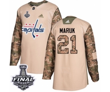 Men's Adidas Washington Capitals #21 Dennis Maruk Authentic Camo Veterans Day Practice 2018 Stanley Cup Final NHL Jersey