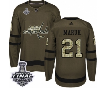 Men's Adidas Washington Capitals #21 Dennis Maruk Authentic Green Salute to Service 2018 Stanley Cup Final NHL Jersey