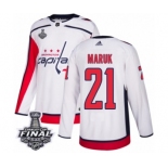 Men's Adidas Washington Capitals #21 Dennis Maruk Authentic White Away 2018 Stanley Cup Final NHL Jersey