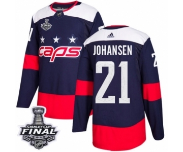 Men's Adidas Washington Capitals #21 Lucas Johansen Authentic Navy Blue 2018 Stadium Series 2018 Stanley Cup Final NHL Jersey