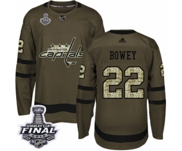 Men's Adidas Washington Capitals #22 Madison Bowey Authentic Green Salute to Service 2018 Stanley Cup Final NHL Jersey