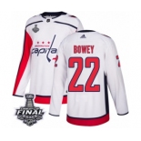 Men's Adidas Washington Capitals #22 Madison Bowey Authentic White Away 2018 Stanley Cup Final NHL Jersey