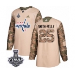 Men's Adidas Washington Capitals #25 Devante Smith-Pelly Authentic Camo Veterans Day Practice 2018 Stanley Cup Final NHL Jersey