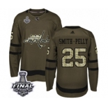 Men's Adidas Washington Capitals #25 Devante Smith-Pelly Authentic Green Salute to Service 2018 Stanley Cup Final NHL Jersey