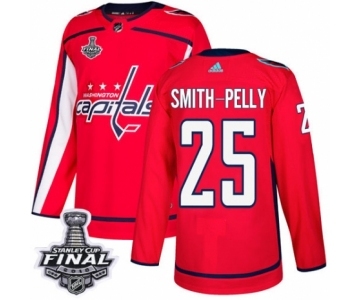 Men's Adidas Washington Capitals #25 Devante Smith-Pelly Authentic Red Home 2018 Stanley Cup Final NHL Jersey