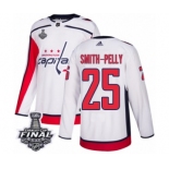 Men's Adidas Washington Capitals #25 Devante Smith-Pelly Authentic White Away 2018 Stanley Cup Final NHL Jersey