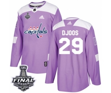 Men's Adidas Washington Capitals #29 Christian Djoos Authentic Purple Fights Cancer Practice 2018 Stanley Cup Final NHL Jersey