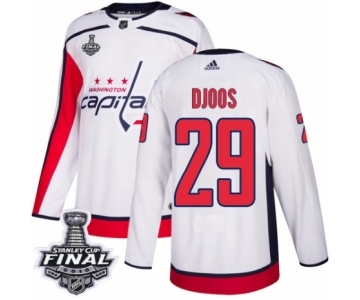 Men's Adidas Washington Capitals #29 Christian Djoos Authentic White Away 2018 Stanley Cup Final NHL Jersey