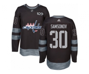 Men's Adidas Washington Capitals #30 Ilya Samsonov Authentic Black 1917-2017 100th Anniversary NHL Jersey