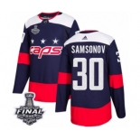 Men's Adidas Washington Capitals #30 Ilya Samsonov Authentic Navy Blue 2018 Stadium Series 2018 Stanley Cup Final NHL Jersey