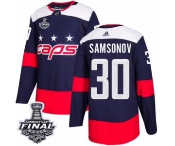 Men's Adidas Washington Capitals #30 Ilya Samsonov Authentic Navy Blue 2018 Stadium Series 2018 Stanley Cup Final NHL Jersey