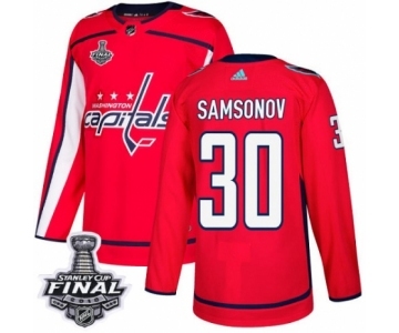 Men's Adidas Washington Capitals #30 Ilya Samsonov Authentic Red Home 2018 Stanley Cup Final NHL Jersey