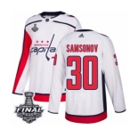 Men's Adidas Washington Capitals #30 Ilya Samsonov Authentic White Away 2018 Stanley Cup Final NHL Jersey