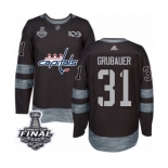 Men's Adidas Washington Capitals #31 Philipp Grubauer Authentic Black 1917-2017 100th Anniversary 2018 Stanley Cup Final NHL Jersey