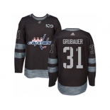 Men's Adidas Washington Capitals #31 Philipp Grubauer Authentic Black 1917-2017 100th Anniversary NHL Jersey