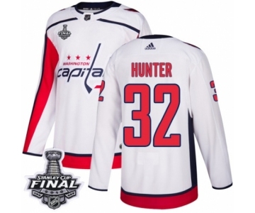 Men's Adidas Washington Capitals #32 Dale Hunter Authentic White Away 2018 Stanley Cup Final NHL Jersey