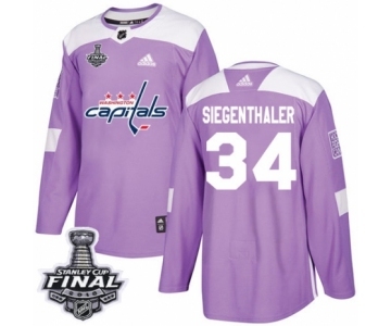 Men's Adidas Washington Capitals #34 Jonas Siegenthaler Authentic Purple Fights Cancer Practice 2018 Stanley Cup Final NHL Jersey