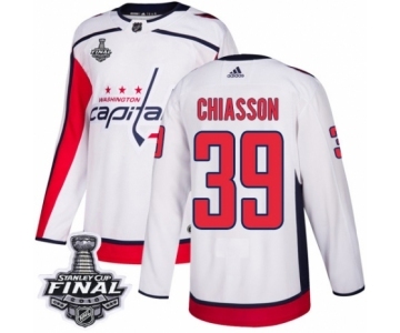 Men's Adidas Washington Capitals #39 Alex Chiasson Authentic White Away 2018 Stanley Cup Final NHL Jersey