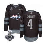 Men's Adidas Washington Capitals #4 Taylor Chorney Authentic Black 1917-2017 100th Anniversary 2018 Stanley Cup Final NHL Jersey