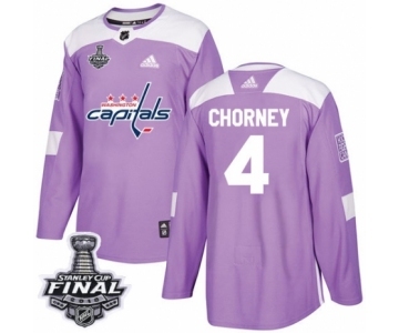 Men's Adidas Washington Capitals #4 Taylor Chorney Authentic Purple Fights Cancer Practice 2018 Stanley Cup Final NHL Jersey