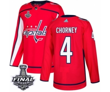 Men's Adidas Washington Capitals #4 Taylor Chorney Authentic Red Home 2018 Stanley Cup Final NHL Jersey