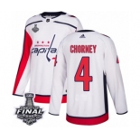 Men's Adidas Washington Capitals #4 Taylor Chorney Authentic White Away 2018 Stanley Cup Final NHL Jersey