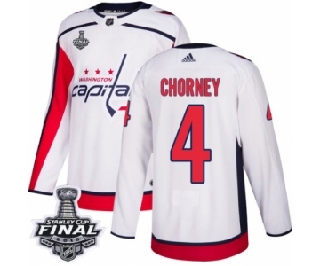 Men's Adidas Washington Capitals #4 Taylor Chorney Authentic White Away 2018 Stanley Cup Final NHL Jersey