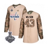 Men's Adidas Washington Capitals #43 Tom Wilson Authentic Camo Veterans Day Practice 2018 Stanley Cup Final NHL Jersey