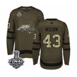 Men's Adidas Washington Capitals #43 Tom Wilson Authentic Green Salute to Service 2018 Stanley Cup Final NHL Jersey