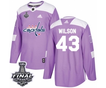 Men's Adidas Washington Capitals #43 Tom Wilson Authentic Purple Fights Cancer Practice 2018 Stanley Cup Final NHL Jersey