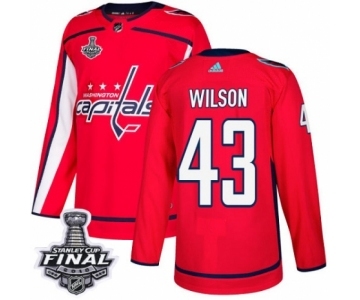 Men's Adidas Washington Capitals #43 Tom Wilson Authentic Red Home 2018 Stanley Cup Final NHL Jersey