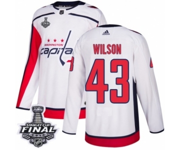 Men's Adidas Washington Capitals #43 Tom Wilson Authentic White Away 2018 Stanley Cup Final NHL Jersey