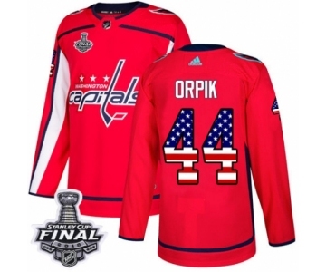 Men's Adidas Washington Capitals #44 Brooks Orpik Authentic Red USA Flag Fashion 2018 Stanley Cup Final NHL Jersey