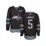 Men's Adidas Washington Capitals #5 Rod Langway Authentic Black 1917-2017 100th Anniversary NHL Jersey