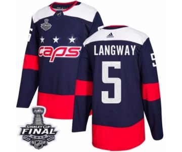 Men's Adidas Washington Capitals #5 Rod Langway Authentic Navy Blue 2018 Stadium Series 2018 Stanley Cup Final NHL Jersey