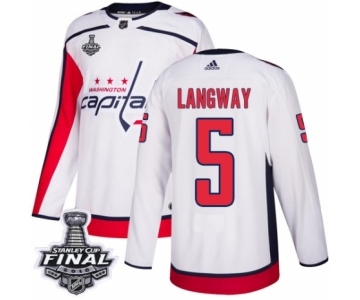 Men's Adidas Washington Capitals #5 Rod Langway Authentic White Away 2018 Stanley Cup Final NHL Jersey