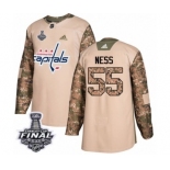 Men's Adidas Washington Capitals #55 Aaron Ness Authentic Camo Veterans Day Practice 2018 Stanley Cup Final NHL Jersey