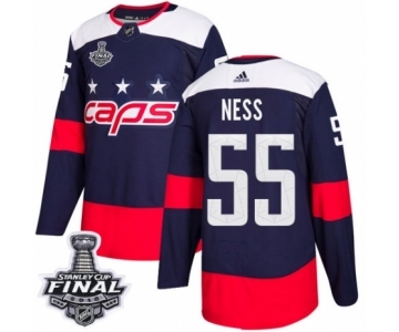 Men's Adidas Washington Capitals #55 Aaron Ness Authentic Navy Blue 2018 Stadium Series 2018 Stanley Cup Final NHL Jersey