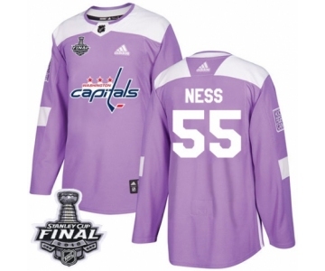 Men's Adidas Washington Capitals #55 Aaron Ness Authentic Purple Fights Cancer Practice 2018 Stanley Cup Final NHL Jersey