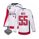 Men's Adidas Washington Capitals #55 Aaron Ness Authentic White Away 2018 Stanley Cup Final NHL Jersey