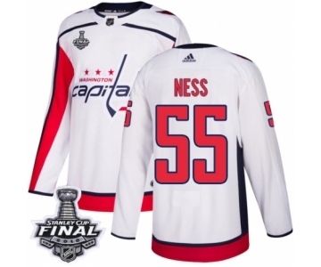 Men's Adidas Washington Capitals #55 Aaron Ness Authentic White Away 2018 Stanley Cup Final NHL Jersey